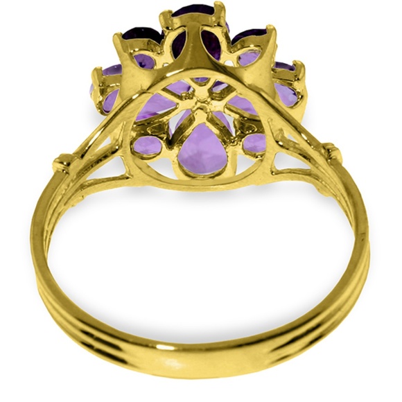 14K. SOLID GOLD RING WITH NATURAL AMETHYSTS - Picture 3 of 5